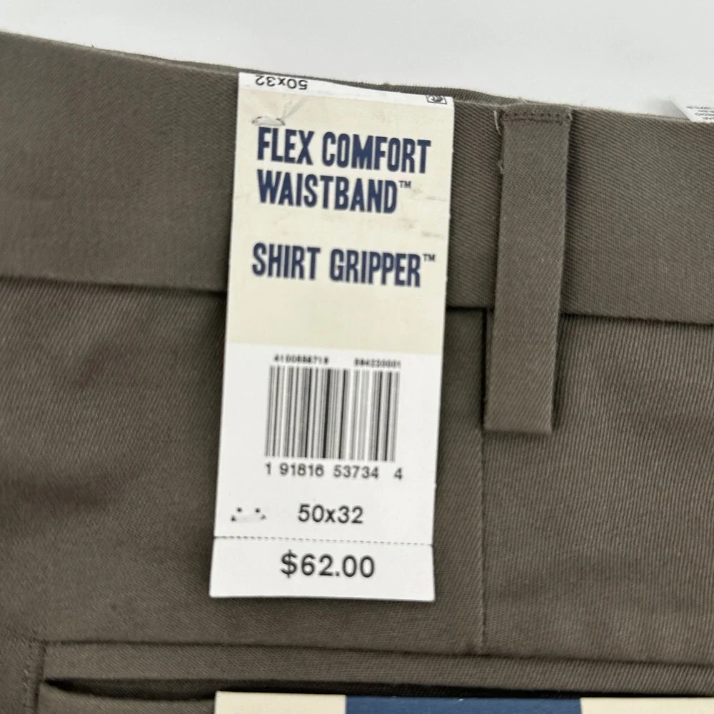 Dockers Signature Khaki Mens 50x32 Brown Classic Fit Stretch Flex Waistband NWT